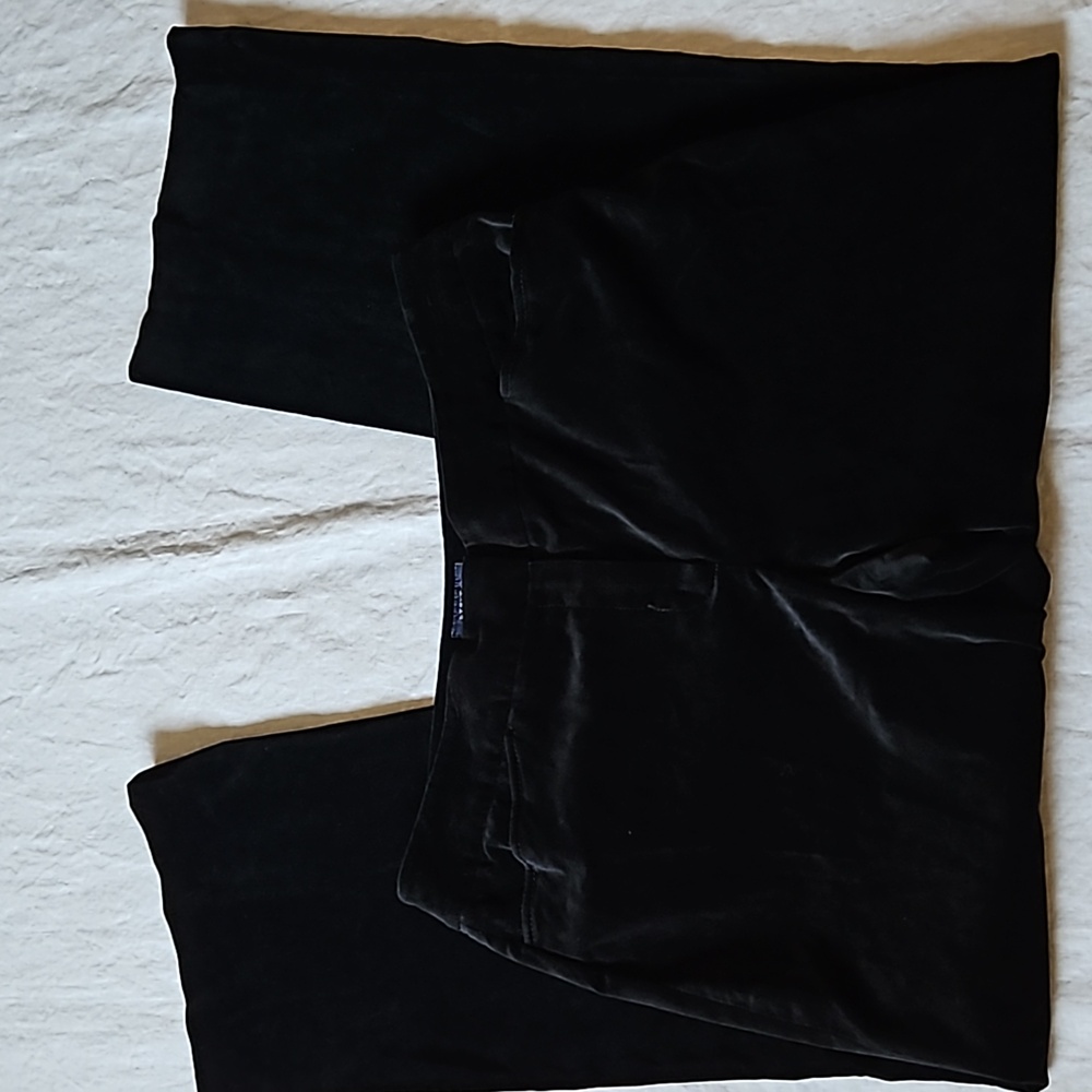 Anne Klein Black Stretch Velvet Wide Leg Pants Size 14
